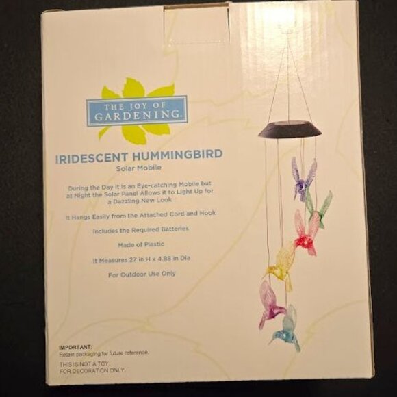New Iridescent Hummingbird Solar Mobile - Picture 3 of 3